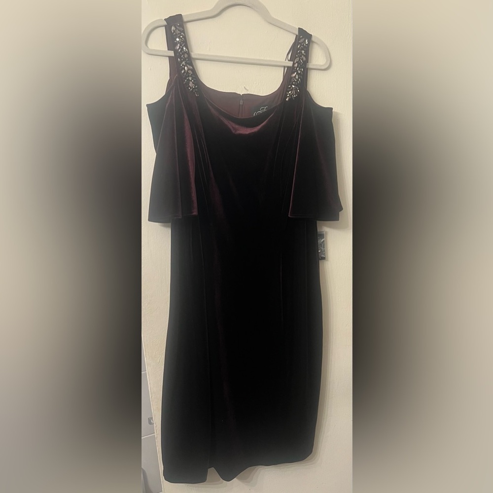 Alex Evenings Velvet Midi Dress in Deep Burgundy